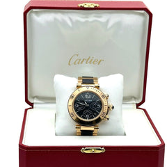 Cartier 3066 Pasha Seatimer Chronograph 18K Rose Gold Ceramic Box Paper 2019