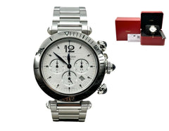 Cartier Pasha WSPA0018 Chronograph Ref 4363 Chronograph Stainless Box Paper