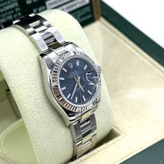 Rolex 179174 Ladies Datejust Blue Dial Stainless Steel Box Paper 2010