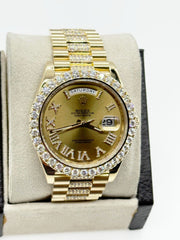 Rolex 228238 President Day Date 40mm Diamond Bezel Dial Band 18K  Gold Box Paper