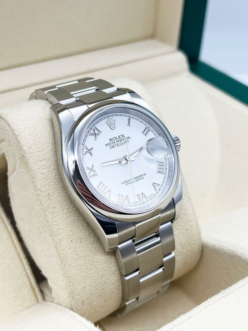 Rolex 116200 Datejust White Roman Dial Stainless Steel Box Paper 2015