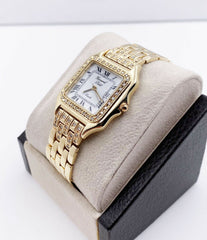 Gerard Petit Date 0585 14K Yellow Gold Diamond Bezel Diamond Accented