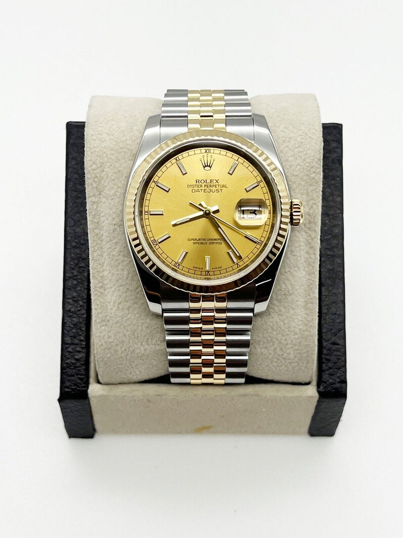 Rolex Datejust 116233 Champagne 18K Yellow Gold Stainless Steel