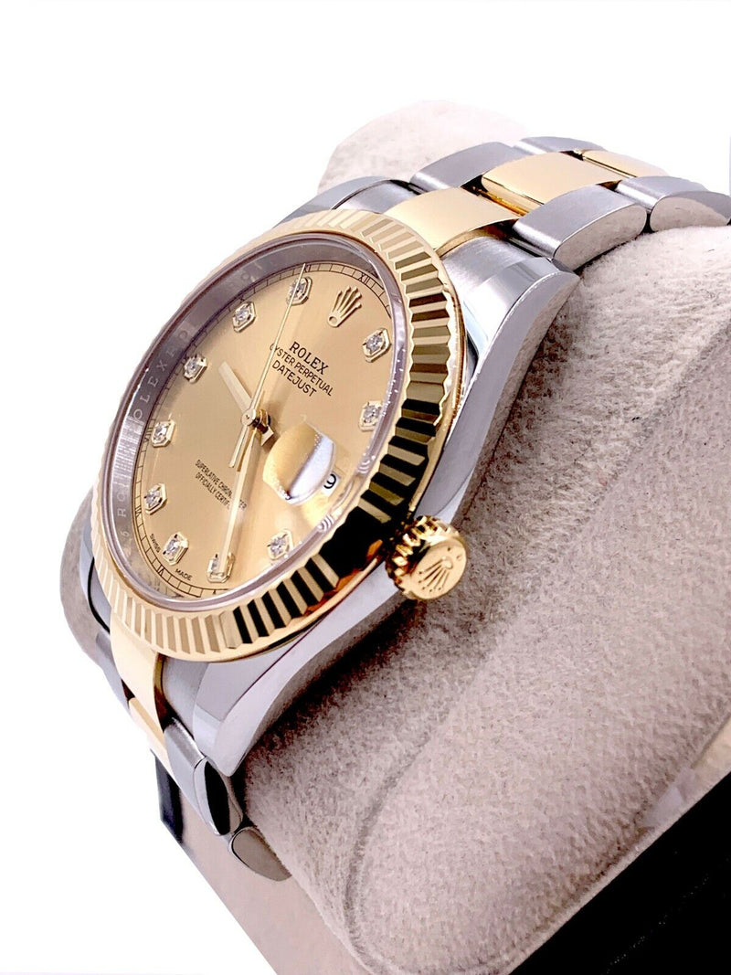 Rolex 126333 Datejust 41 18K Gold and Steel Champagne Diamond Dial Box Papers