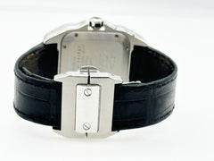 Cartier Ref 2878 Santos 100 Midsize Stainless Steel Leather Strap Box and Papers