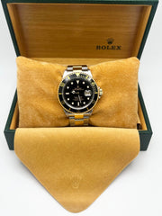 Rolex Submariner 16613 Black 18K Yellow Gold Stainless Steel 2001 Box Papers