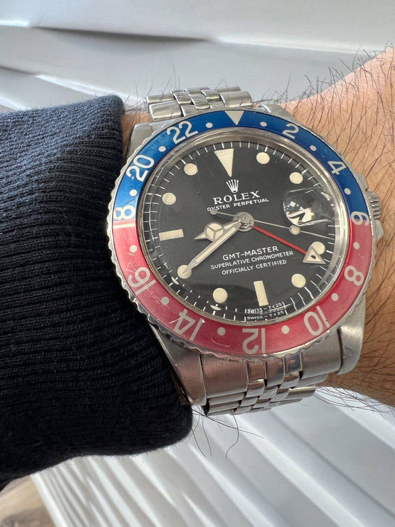 Vintage 1675 Rolex Pepsi GMT Master Long E Stainless Steel Jubilee All Original