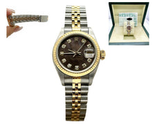 Rolex Ladies Datejust 79173 MOP Diamond Dial 18K Yellow Gold Box Paper 2000