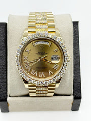 Rolex 228238 President Day Date 40mm Diamond Bezel Dial Band 18K  Gold Box Paper