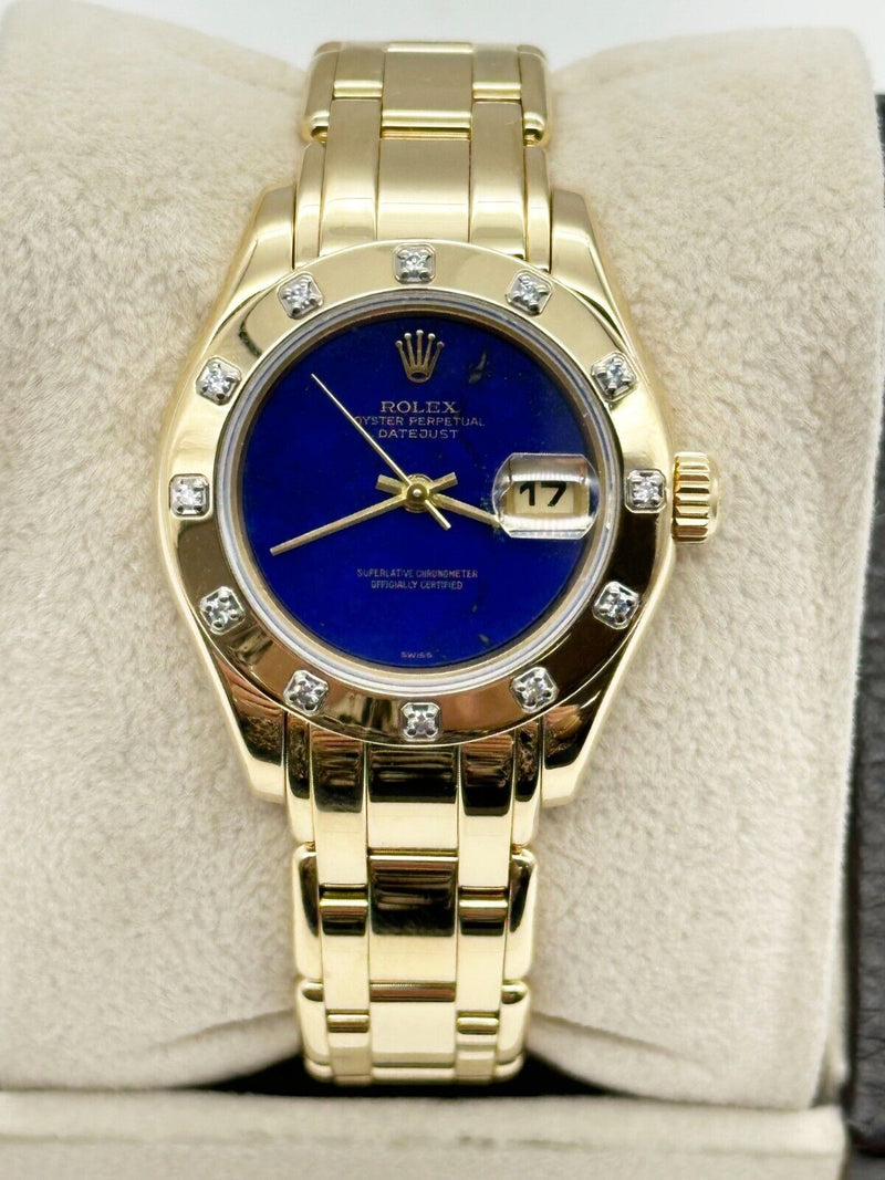 Rolex 69318 Ladies Pearlmaster VERY RARE Lapis Lazuli Dial 18K Yellow Gold
