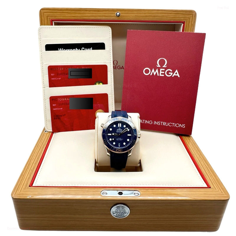 Omega 210.22.42.20.03.002  Seamaster Blue 18K Rose Gold Steel Box Paper