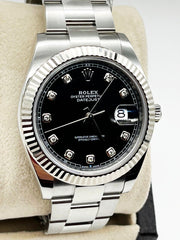 2022 Rolex 126334 Datejust 41 Black Diamond Dial Stainless Steel Box Paper