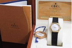 Ebel Classic Wave 18 Karat Gold Ladies MOP Diamond Dial Box and Papers