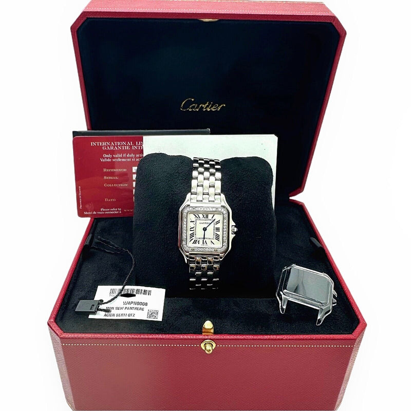 Cartier Panthere W4PN0008 Ref 4016 Diamond Bezel Stainless Steel Box Paper