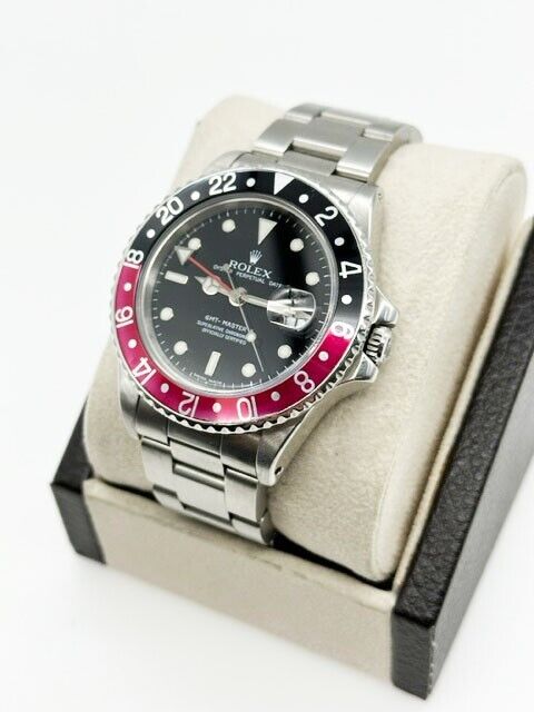 Rolex GMT Master II Fat Lady 16760 Black Red Coke Stainless Steel