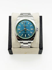 Rolex Milgauss 116400GV Green Crystal Blue Dial Stainless Steel 2015 Box Paper