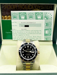 Rolex Submariner 16613 Black Dial 18K Yellow Gold Stainless Steel Box Paper