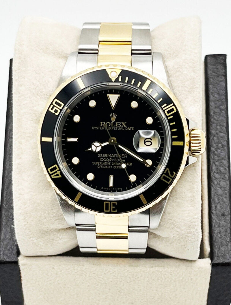 Rolex 16613 Submariner Black Dial 18K Yellow Gold Stainless Steel