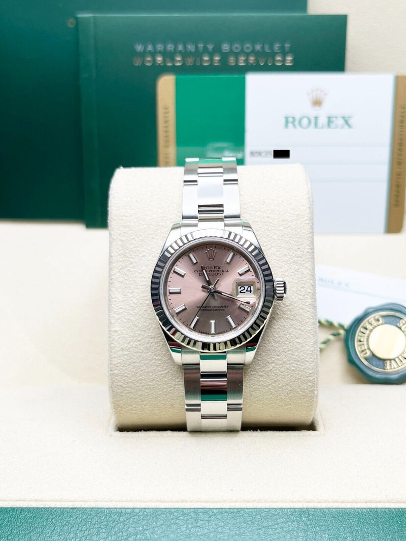 Rolex 279174 Ladies Datejust 28mm Pink Dial Stainless Steel Box Paper