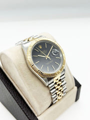 Rolex Datejust 16263 Turn-O -Graph Black Dial 18K Yellow Gold & Stainless Steel