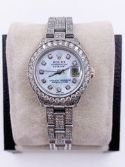 Rolex Ladies Datejust 6917 Mother of Pearl Diamond Dial Bezel Band Stainless
