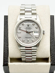 Rolex 18206 President Day Date Diamond Dial Platinum Factory Diamond Dial