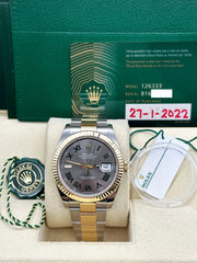2022 Rolex 126333 Datejust 41 Wimbledon 18K Yellow Gold Stainless Box Paper