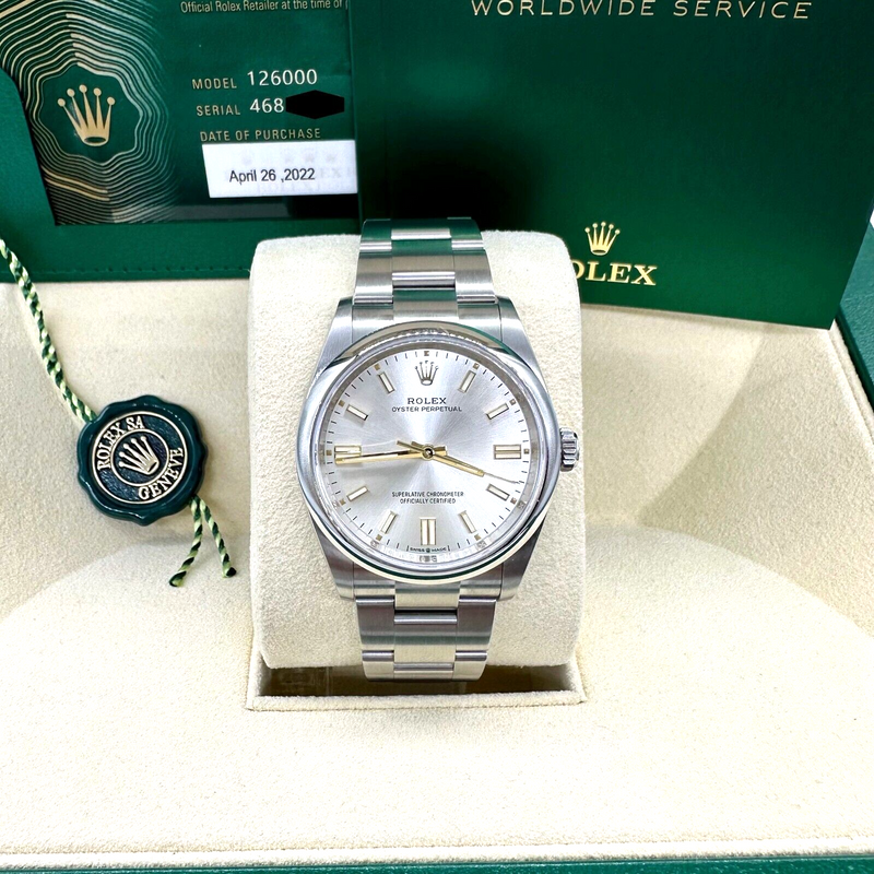 Rolex 126000 Oyster Perpetual Silver Dial Stainless Box paper 2022 36mm