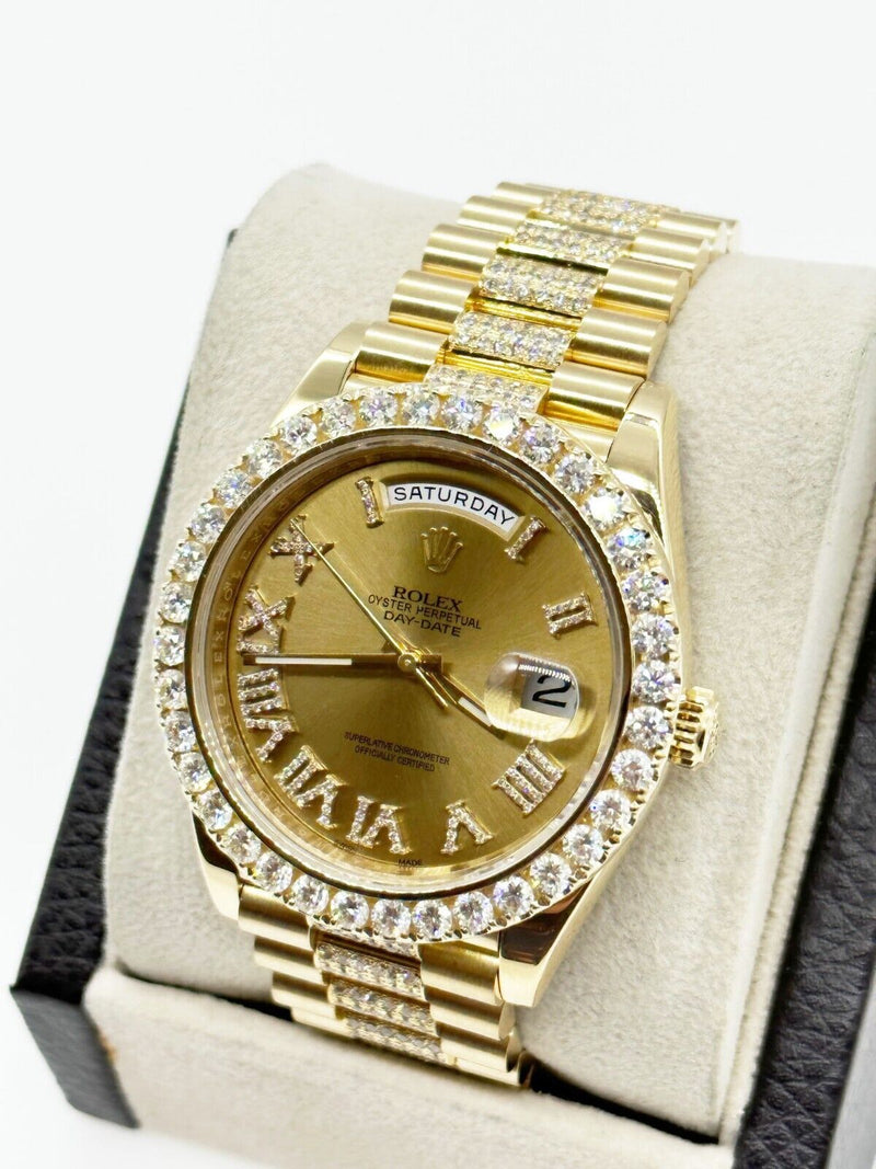 Rolex 228238 President Day Date 40mm Diamond Bezel Dial Band 18K  Gold Box Paper