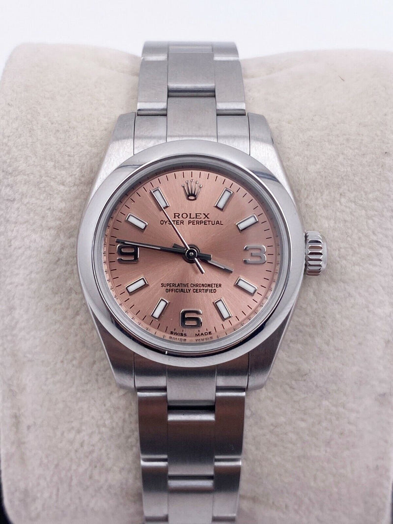 Rolex 176200 Ladies Oyster Perpetual Pink Salmon Dial Stainless Steel