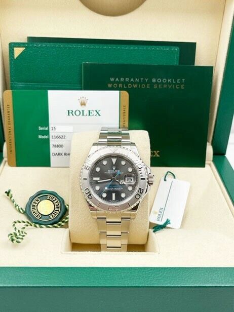 Rolex 116622 Yacht Master Rhodium Dial Platinum Stainless Steel Box Paper 2018