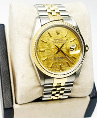Rolex Datejust 16233 Champagne Linen Dial 18K Yellow Gold & Stainless Steel