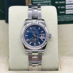 Rolex 179174 Ladies Datejust Blue Dial Stainless Steel Box Paper 2010