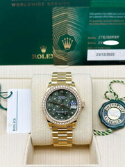 2022 Rolex 278288RBR Midsize 31mm President Green Flower Dial 18K Gold BP