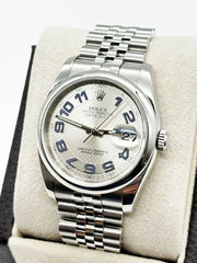 Rolex 116200 Datejust Concentric Silver  Dial Blue Numbers Stainless Steel