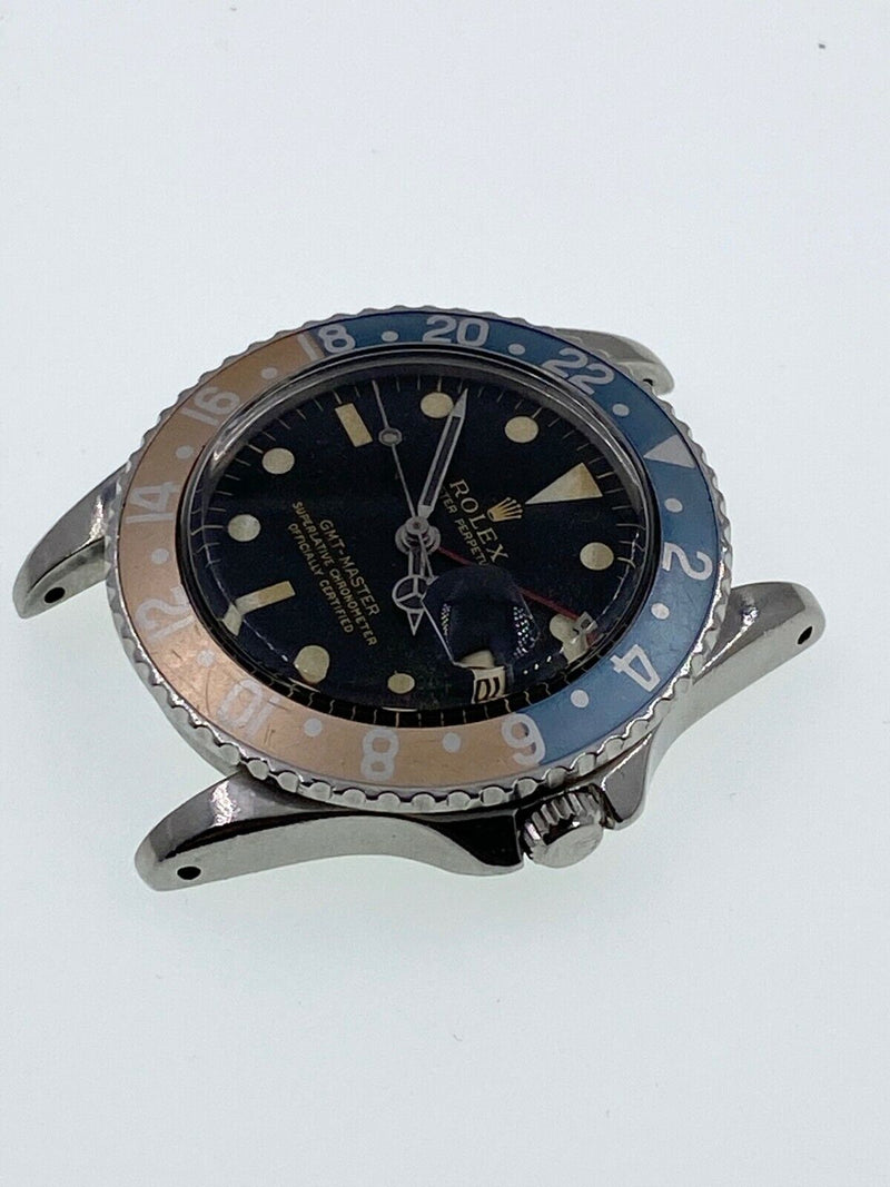 VINTAGE Rolex GMT Master Ghost Pepsi 1675 Gilt Gloss Dial Pointed Crown Guards