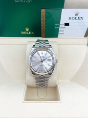Rolex 126334 Datejust 41 Silver Dial Stainless Steel Jubilee Band Box Paper