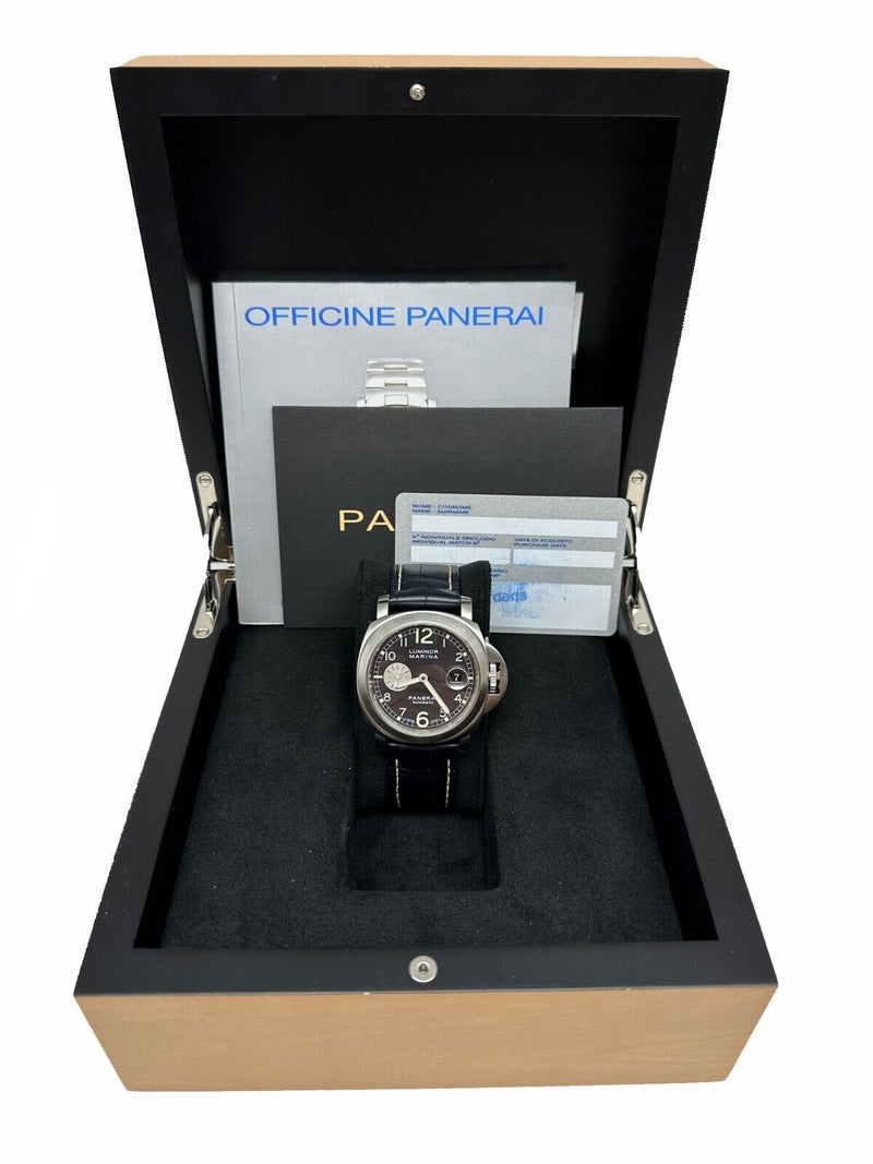 Panerai PAM00086 Pam 86 Luminor Marina Black Dial Steel Leather Band Box Paper